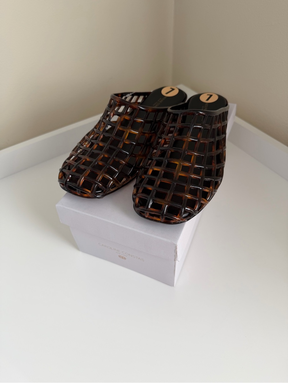 Caroline Constas Woven Jelly Mules in Tortoiseshell Size US 7 NWB - Picture 3 of 7